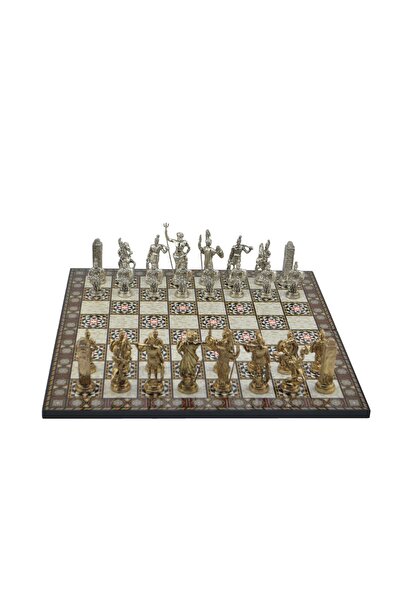 Gift Home Gifthome Metal Satranç Takımı / Seti; Battal,yunan,parlak, Kat.sede...