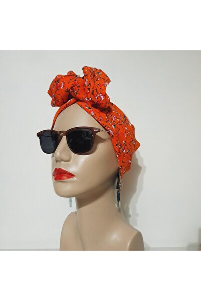 oben hobi Viscose African Model Stringed Bandana with Orange Flower Hair Acce...