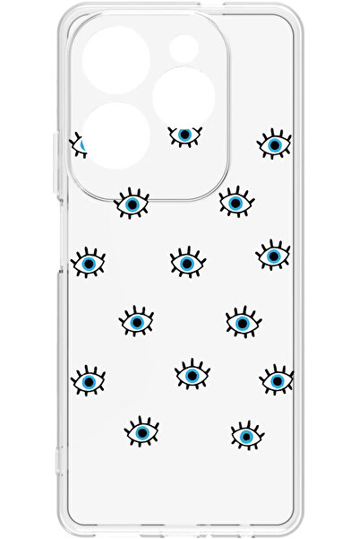 omix X7 Baskılı ve Kamera Korumalı Şeffaf Renk Silikon Kılıf