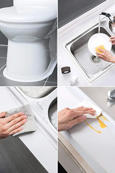 MeYsOh Aveo 1 Adet Su Geçirmez Sizdirmaz Beyaz Bant Ev Küvet Lavabo Mutfak Ke...