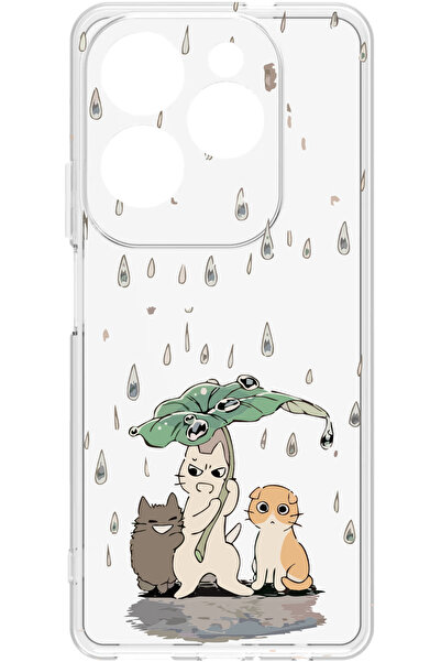 omix X7 Baskılı ve Kamera Korumalı Şeffaf Renk Silikon Kılıf