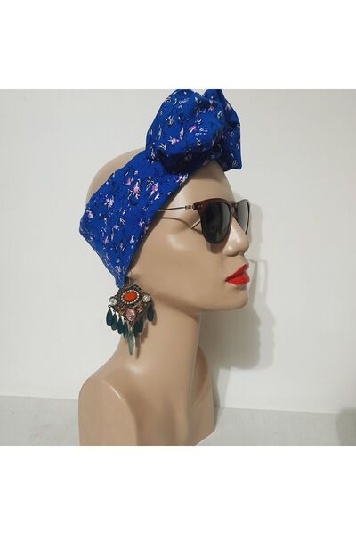 oben hobi إكسسوار شعر نسائي من القماش باللون الأزرق الداكن على الطراز الأفريقي