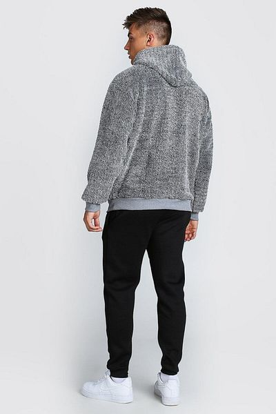 NEWLAKER Unisex Hooded Gray Plush Sweatshirt