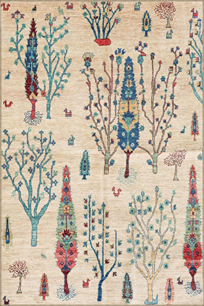 Rugs Modern Halı Krem Çiçekli Geleneksel Botanik Temalı Desenli Dokuma Taban ...