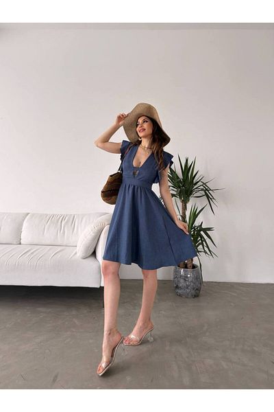 LB Laluna Butik Rochie casual de damă cu mâneci volantă
