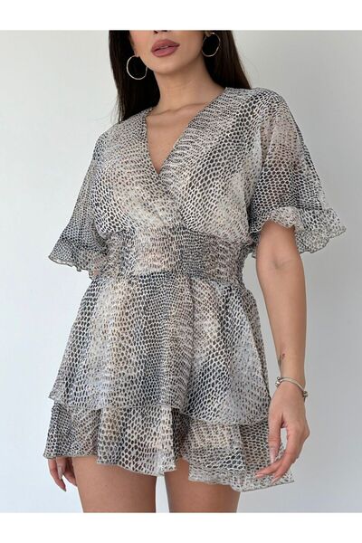 Bettnes SİMLİ YILAN DESEN TÜL ELBİSE
