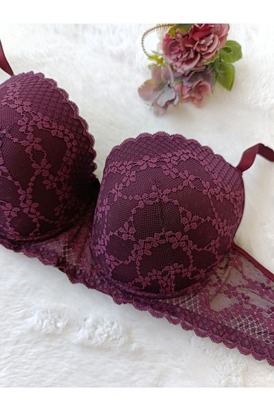 She Shine Large Size Gathering Lace Bra - C Cup, Back Detail, Unpadded - 5146