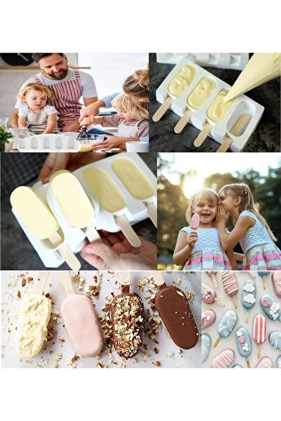 Dükkanönü 4-Piece Large Size Magnum Silicone Ice Cream Mold - Practical Ice Cream Set