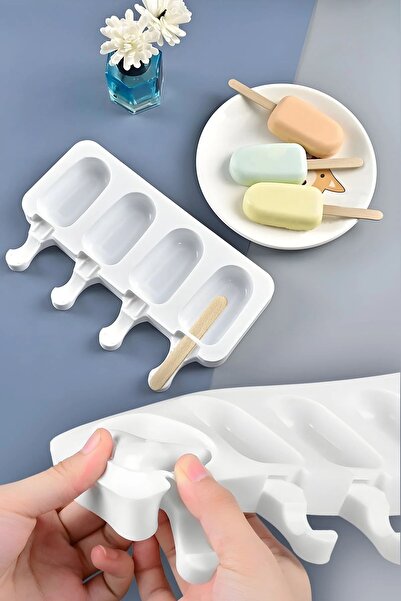 Dükkanönü 4-Piece Large Size Magnum Silicone Ice Cream Mold - Practical Ice Cream Set