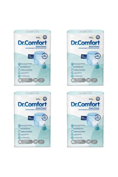 Dr.Comfort حفاضات داخلية مقاس XL مقاس XL 4 عبوات - (120 قطعة)