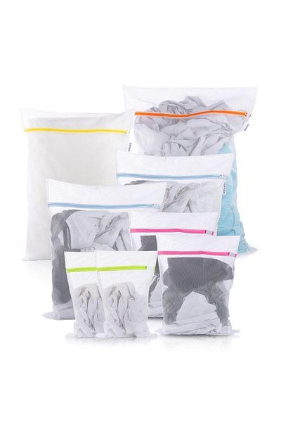 SANDWATCH 8 Pieces Laundry Net Bag Closet Suitcase Organizer Organizer with Colorful Zipper