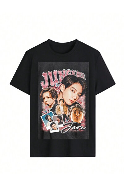AEMİ Μπλουζάκι Jungkook Vintage Printed Unisex Μαύρο Oversize