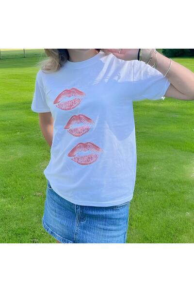 AEMİ Unisex majica Sweetheart Sa deznom Kisser Oversize kroj - 100% pamuk