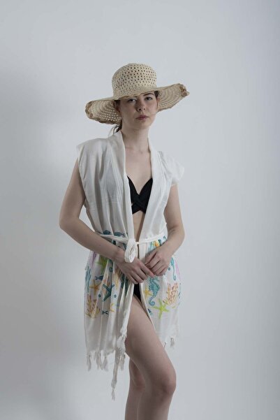 REİNA TEKS Γιλέκο παραλίας Pareo Μπουρνούζι παραλίας με ζωνές Peshtemal Μπουρνούζι παραλίας με υποθαλάσσιο σχέδιο 1 τεμάχιο