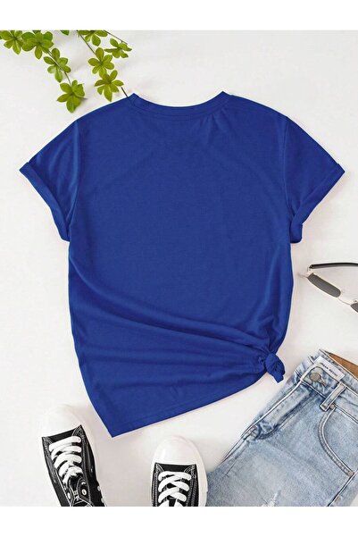 QueenMiNe Тениска Rope Cats - Sax Blue Оверсайз лятна тениска с къс ръкав и в...