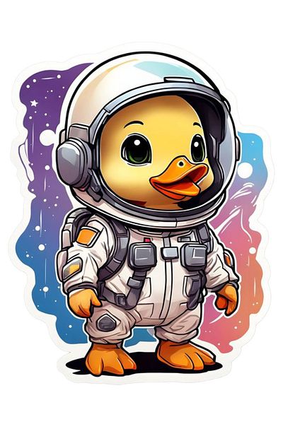 MegaSticker Autocolant cu model Astronaut Duck - Motor, Cască, Laptop, Mașină 13x12 cm