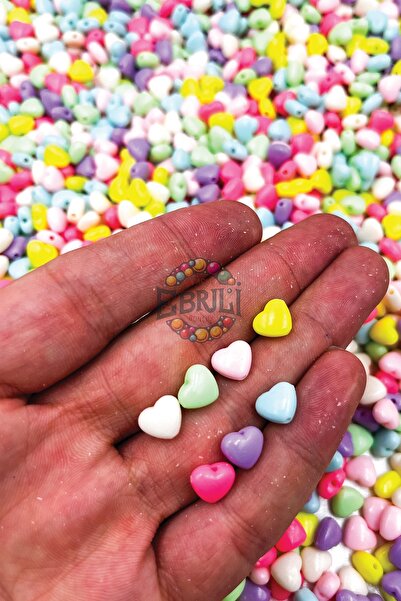Ebruli Boncuk 8-11-13 Mm Renkli Soft Kalp Karışık Boncuk Takı Yapımı Bead (50...