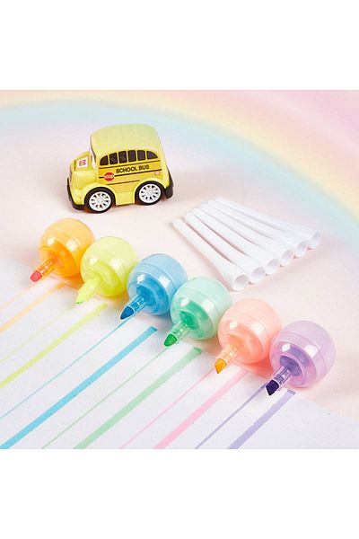 ANI OFİS KIRTASİYE Pastel Colored Cute Lollipop Highlighter Set of 6