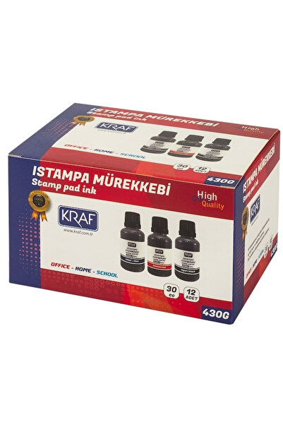 KRAF ISTAMPA MÜREKKEBİ 30CC KIRMIZI 430G (12 Adet)