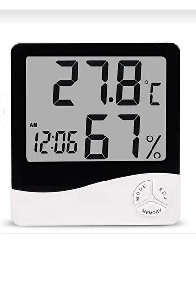 NEBİL HOME Derece Termometre Isı Nem Saat Alarm Mini Dijital Termometre Nem Ö...