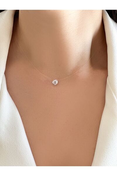CHARMLUCKY Tek Taş Hayalet Kolye - 925 Gümüş