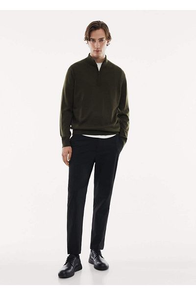 MANGO Man Pullover aus 100 % Merinowolle mit Reißverschlusskragen