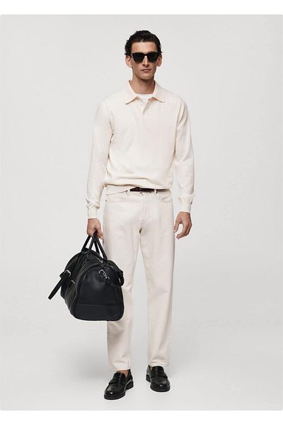 MANGO Man Langärmliges Poloshirt aus Baumwollstrick