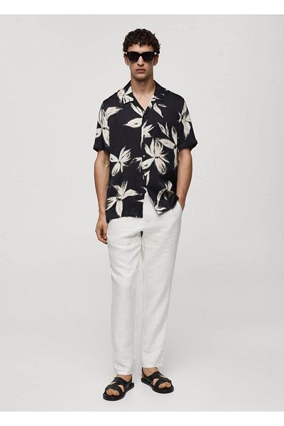 MANGO Man Hemd mit hawaiianischem Muster in normaler Passform
