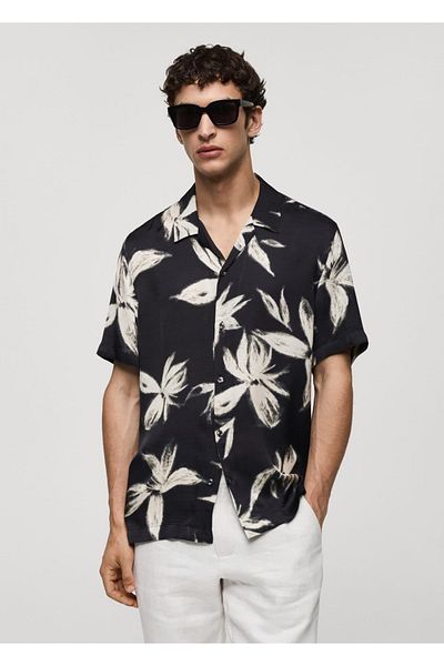 MANGO Man Hemd mit hawaiianischem Muster in normaler Passform