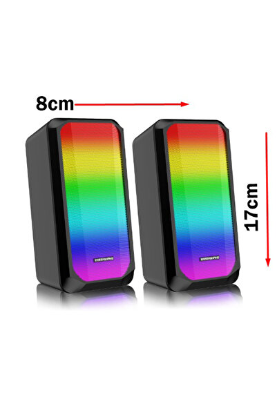 Mikado Md-356 Büyük Boy 1 1 10w Rgb Ledli Siyah Usb Multimedia Oyuncu Speaker...