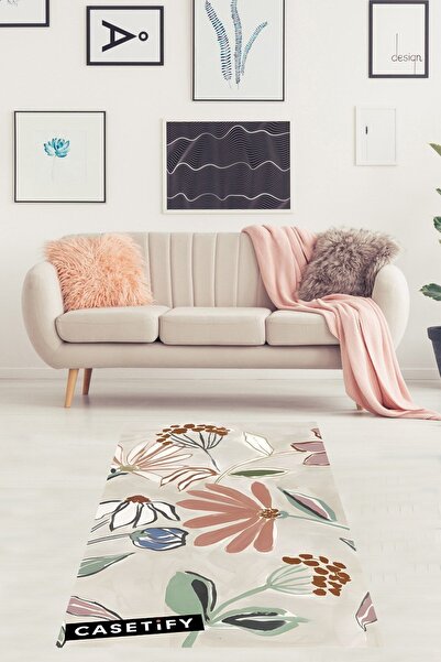 on the clouds Bohem Minimal Çiçek Desen Yıkanabilir Kaymaz Taban Leke Tutmaz ...