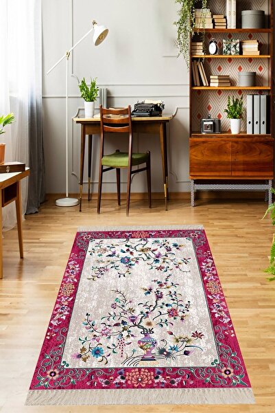 on the clouds Çiçek Desenli Etnik Dijital Baskı Yıkanabilir Kaymaz Taban Salo...