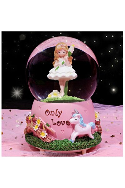 hediyesahibi Sevimli Kız Orta Boy Işıklı Müzikli Kar Küresi