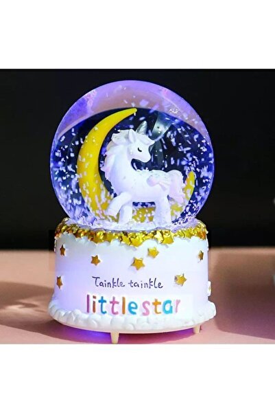 hediyesahibi Sevgiliye Hediye Unicorn Orta Boy Işıklı Müzikli Kar Küresi