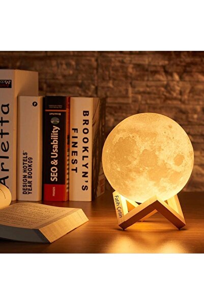 hediyesahibi Kişiye Özel Dekoratif Ayaklı Ay Tasarımlı Gece Lambası 12cm