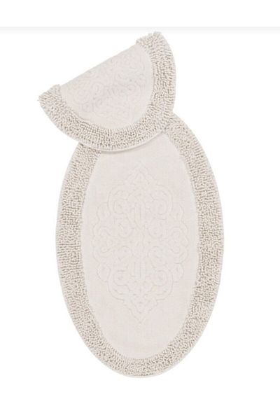 Madame Clean Home Set de toaletă din bumbac special din bumbac 100% bumbac, 2 piese, model oval, cremă