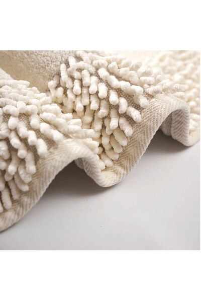 Madame Clean Home Tiffany Oval Σετ 2 βαμβακερών καθισμάτων τουαλέτας Κρεμ Σετ πατάκι μπάνιου