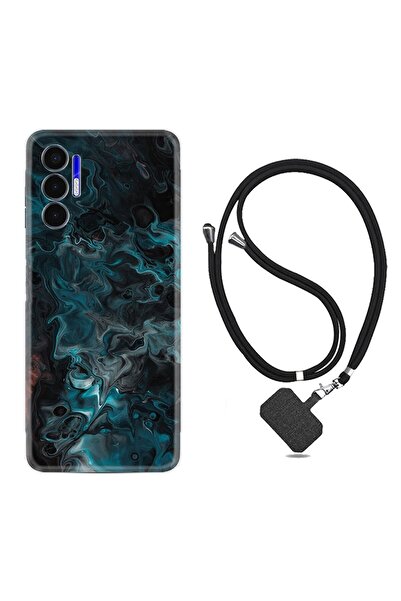 TECNO Pova 3 Kılıf Ipli Boyun Askılı Desenli Silikon Colorful Abstract 1384