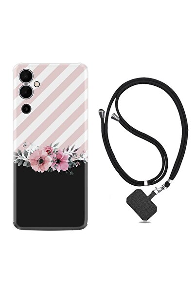 TECNO Pova Neo 2 Kılıf Ipli Boyun Askılı Desenli Silikon Strip Pink Flowers 1396