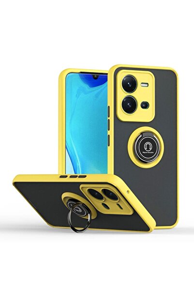 Rivor Y36 4G Uyumlu Kılıf 3d Kamera Korumalı Buzlu Kenarları Renkli Yüzüklü Sert Silikon Kapak