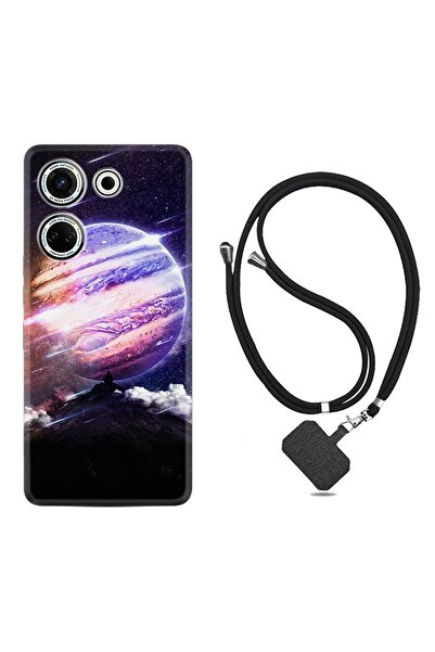 TECNO Camon 20 Pro Kılıf Desenli İpli Boyun Askılı Silikon Super Planet 1797