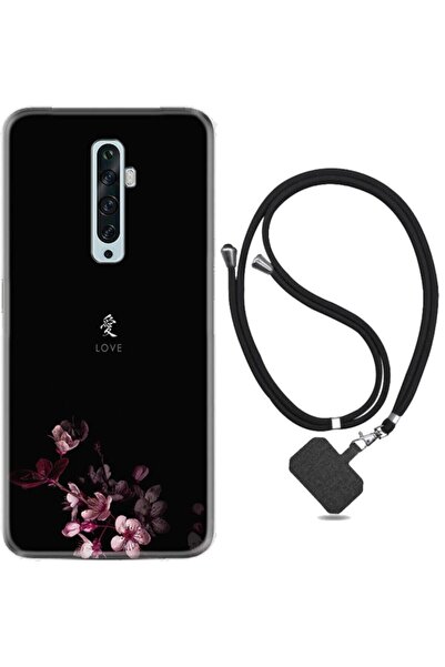 Kılıfland Oppo Reno 2z Kılıf Silikon Ipli Boyun Askılı Desenli Love 1629