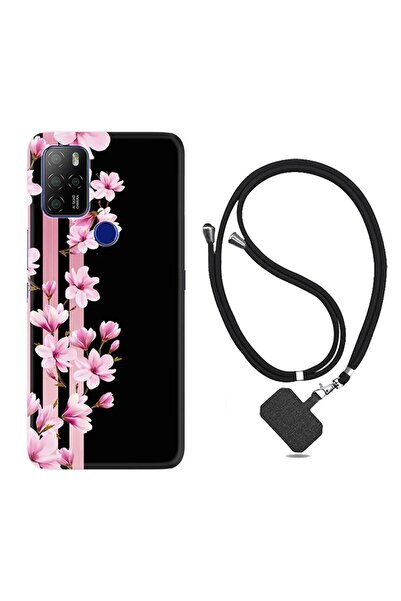 omix X300 Kılıf Ipli Boyun Askılı Desenli Silikon Pink Flowers 3 1393