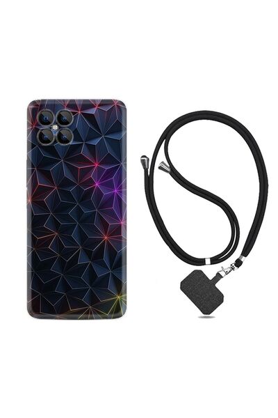 omix X600 Kılıf Ipli Boyun Askılı Desenli Silikon Renkli Prizmalar 1783