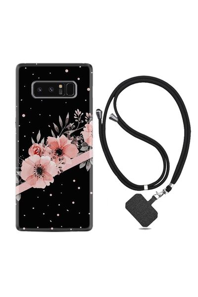 Kılıfland Samsung Galaxy Note 8 Kılıf Desenli Silikon Boyun Askılı Flowers Do...