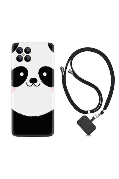 omix X600 Kılıf Ipli Boyun Askılı Desenli Silikon Sevimli Panda 1794