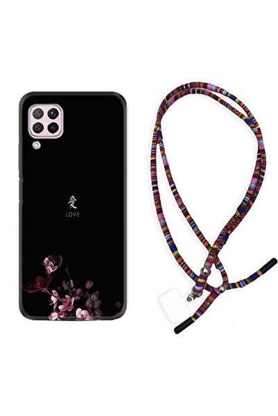 Kılıfland Huawei P40 Lite Kılıf Rasta Ipli Boyun Askılı Desenli Silikon Love 1629