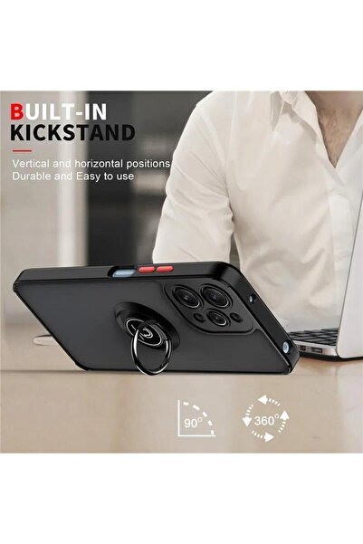 Rivor Y36 4G Uyumlu Kılıf 3d Kamera Korumalı Buzlu Kenarları Renkli Yüzüklü Sert Silikon Kapak