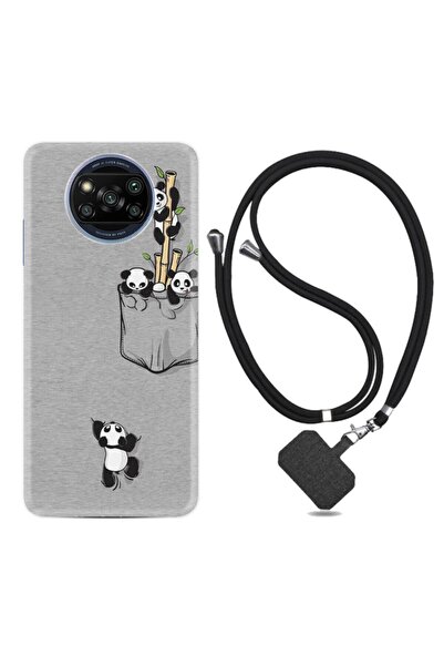 Kılıfland Xiaomi Poco X3 Pro Kılıf Silikon Ipli Boyun Askılı Desenli Pandalar...