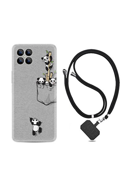 omix X600 Kılıf Ipli Boyun Askılı Desenli Silikon Pandalar 1798